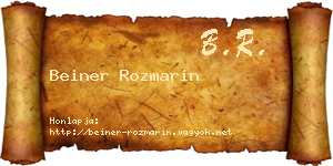 Beiner Rozmarin névjegykártya